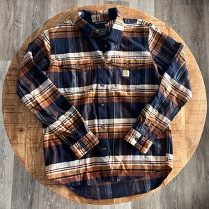 Womens Carhartt Relaxed Fit Plaid Shirt - Navy and Brown TENCEL fiber series